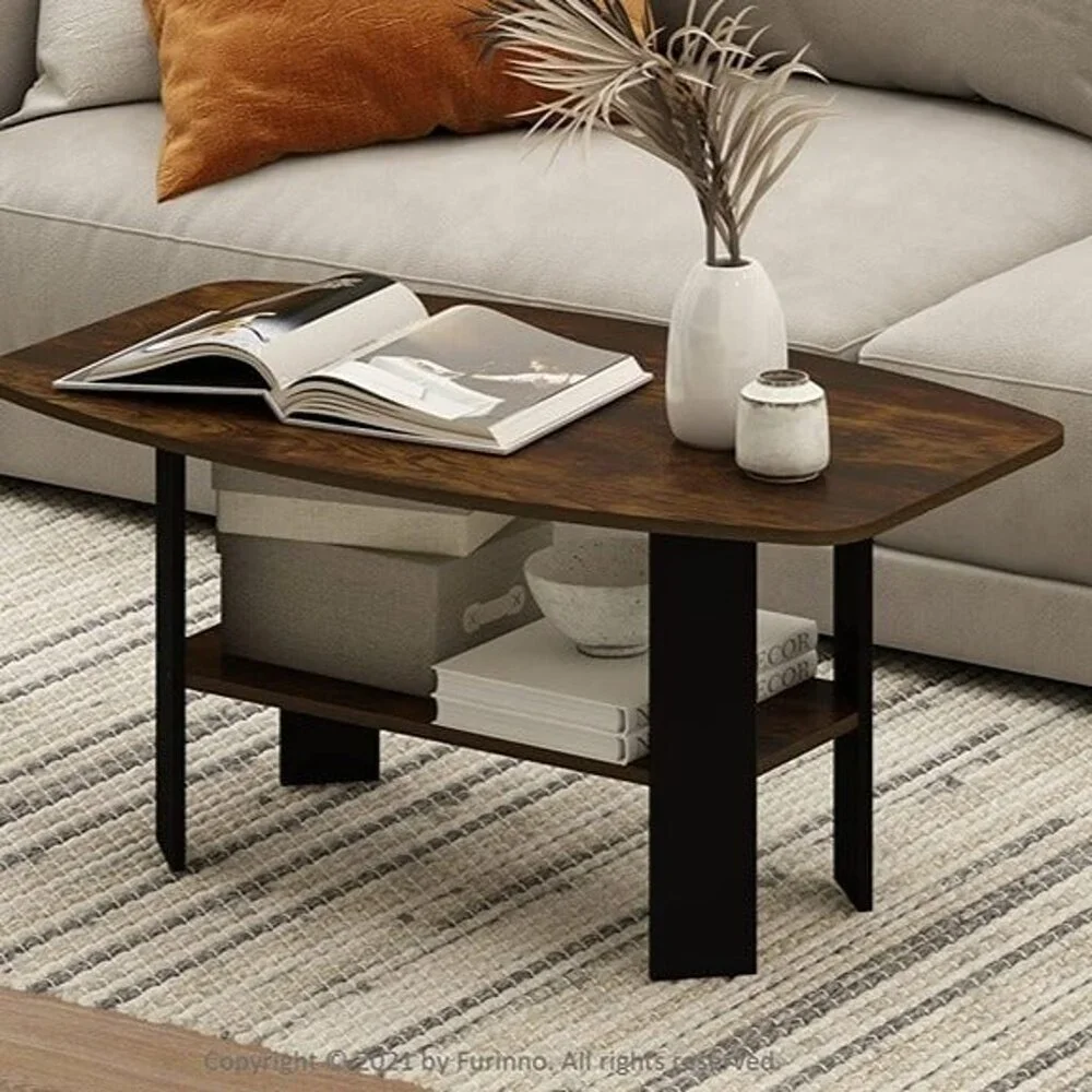 NEW Simple Design Coffee Table, Amber Pine/Black - Picture 2 of 5